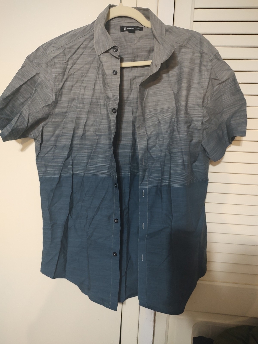 Men's Ombre Short Sleeve Button-Up Shirt - Blue